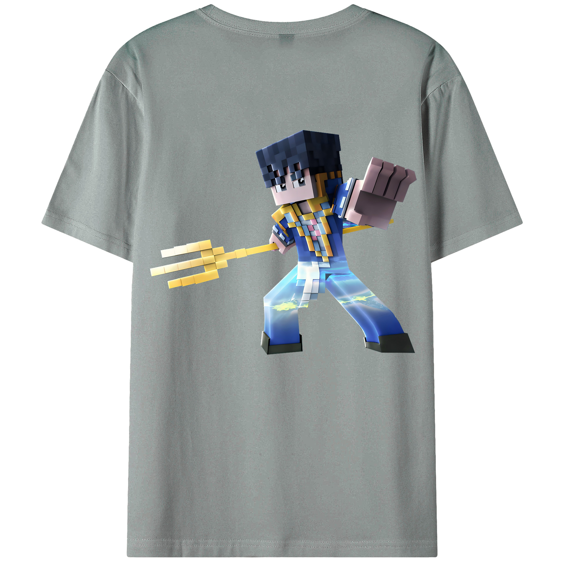 （画像用） マインクラフト ブロックの世界 Minecraft MC Block world 綿100％ メンズ半袖Tシャツ（バックプリント） 通気性